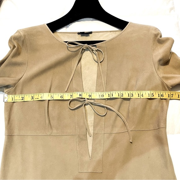 Theory Boho Leather Top with two leather corded bows Size M - Carmel color - Picture 11 of 17